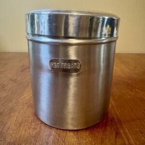 Large Stainless Steel Pet Treats Canister Container With Lid 8” x 7” Made India
